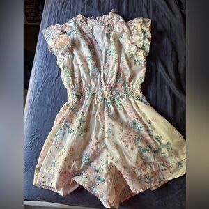 Floral Ruffle Sleeve Romper